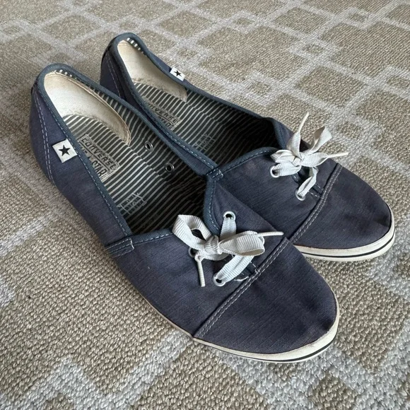 Converse One Star Canvas Wedge Sneakers Blue Shoes Casual Streetwear Size 10 - Picture 5 of 8